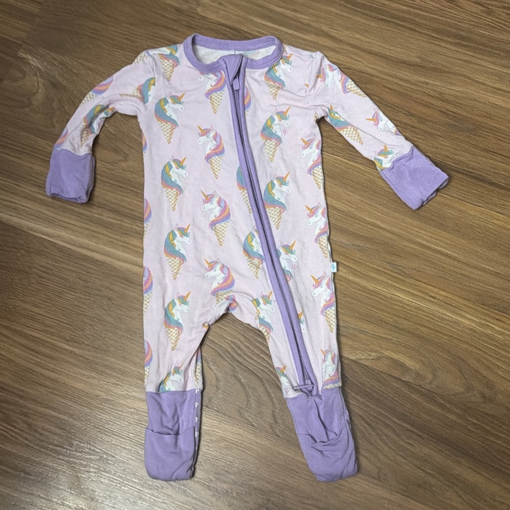 Posh Peanut Baby Girls Newborn 0-3 Unicorn Ice Cream Footed Sleeper Pajamas Bamb
